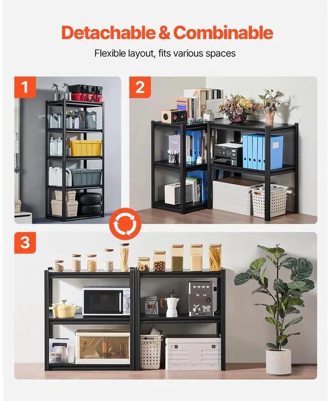 Alt view image 12 of 14 - VEVOR Storage Shelves 18" D x 32" W x 72" H 5-tier Garage Storage Shelving