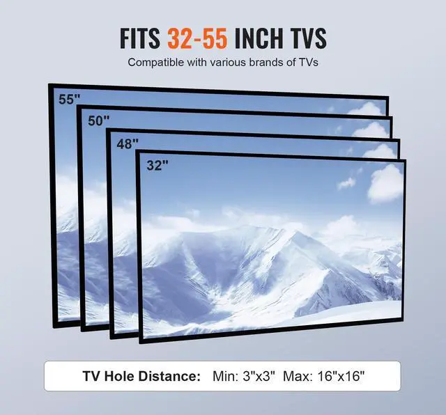 Alt view image 11 of 12 - VEVOR TV Stand Mount, Swivel Universal TV Stand for 32 to 55 inch TVs, Height Adjustable Portable Floor TV Stand with Tempered Glass Base for Bedroom, Living Room