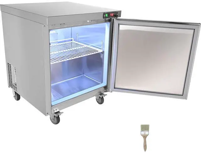 Alt view image 4 of 10 - Vevor Commercial Refrigerator, 28" Undercounter Worktop Refrigerator, 7.4 Cu. Ft Thick Stainless Steel Refrigerated Food Prep Station Fan Cooling Single Door Worktop Fridge With Lock For Bar