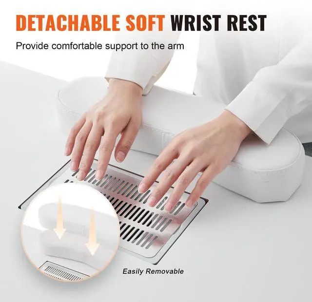 Alt view image 13 of 14 - VEVOR Manicure Table, Nail Table Station with Electric Dust Collector, Moveable Nail Tech Desk with 8 Wheels (4 Lockable), 3 Dust Bag & Wrist Rest, MDF Nail Art Workstation for Spa Beauty Salon, White