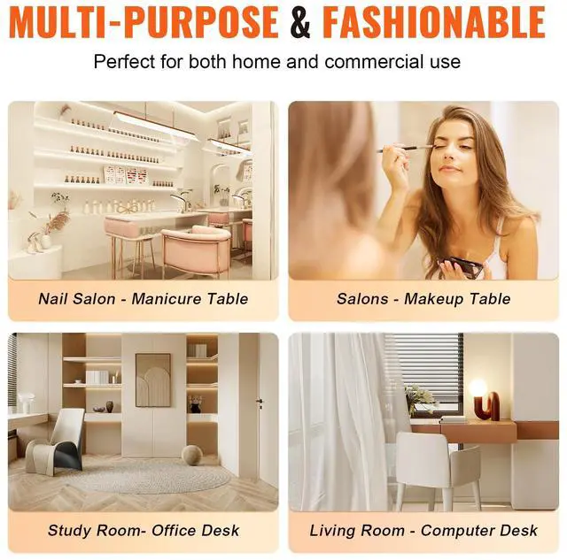 Alt view image 13 of 14 - VEVOR Manicure Table, Glass Top Nail Desk, Makeup Dressing Nail Station with Storage Cabinets, Acetone-Resistant Nail Tech Table for Spa Beauty Salon Workstation with Wrist Rest, 8 Metal Legs, Black