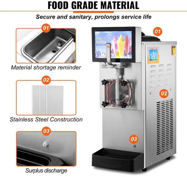 Alt view image 6 of 9 - VEVOR Commercial Slushy Machine, 8L / 2.1 Gal Single Bowl, Cool and Freeze Modes, 1050W Stainless Steel Margarita Smoothie Frozen Drink Maker, Slushie Machine for Party Cafes Restaurants Bars Home