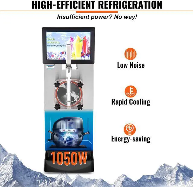 Alt view image 7 of 9 - VEVOR Commercial Slushy Machine, 8L / 2.1 Gal Single Bowl, Cool and Freeze Modes, 1050W Stainless Steel Margarita Smoothie Frozen Drink Maker, Slushie Machine for Party Cafes Restaurants Bars Home