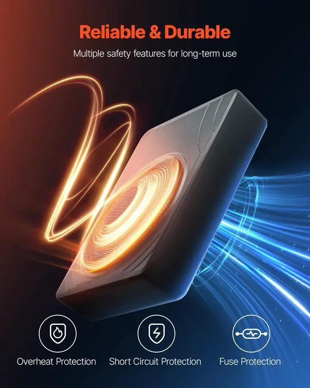 Alt view image 6 of 8 - VEVOR 8" 300W Underseat Car Subwoofer, Slim Powered Car Subwoofers Under the Seat, Low Profile Audio Sub Built-in Amplifier, High/Low Level Input & Volume Controller for SUVs, Car, Truck, RV