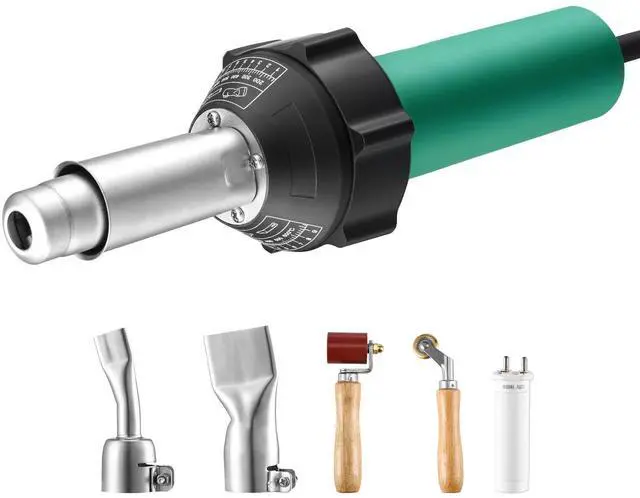 Alt view image 2 of 8 - VEVOR Hot Air Plastic Welder, 1600W Hot Air Torch Pistol, 122-1112 PVC TPO Vinyl Heat Gun Welding Torch, Plastic Welding Roofing Kit with 2 Nozzles, Silicone & Copper Seam Roller for PP/PE/PVC Sheet