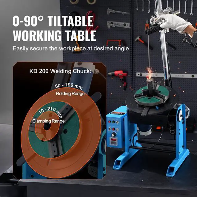 Alt view image 10 of 14 - VEVOR Rotary Welding Positioner 66LBS / 30KG, 0-90° Welding Positioning Turntable Table 1-12RPM 80W, with 12.4 Inch 3-Jaw Lathe Chuck & Welding Torch Stand Holder for Cutting, Grinding, Assembly