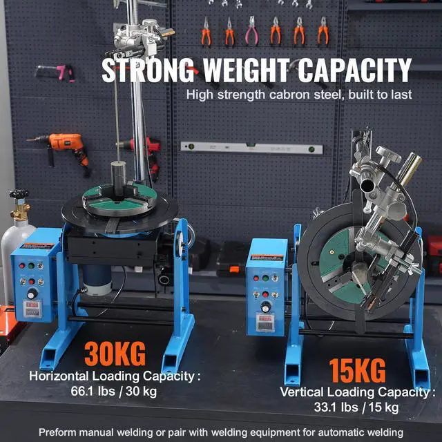 Alt view image 9 of 14 - VEVOR Rotary Welding Positioner 66LBS / 30KG, 0-90° Welding Positioning Turntable Table 1-12RPM 80W, with 12.4 Inch 3-Jaw Lathe Chuck & Welding Torch Stand Holder for Cutting, Grinding, Assembly
