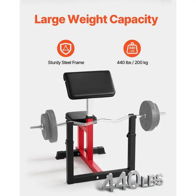 Alt view image 6 of 9 - VEVOR Preacher Curl Bench Adjustable Home Gym Biceps Machine Barbell Equipment