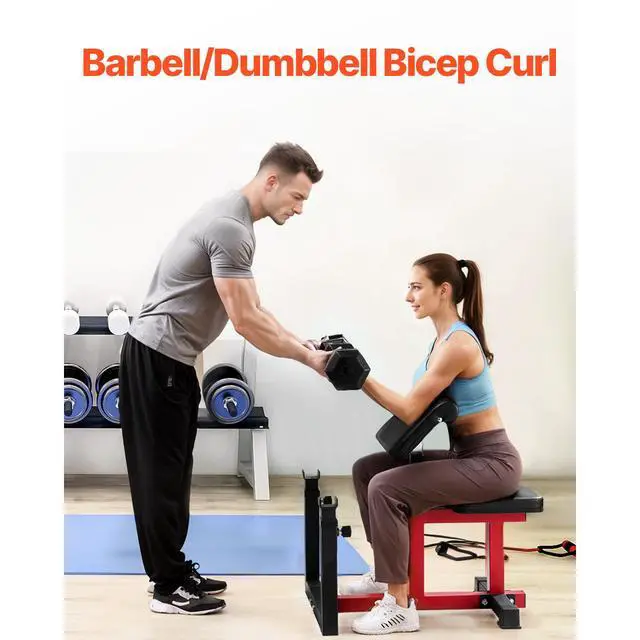 Alt view image 8 of 9 - VEVOR Preacher Curl Bench Adjustable Home Gym Biceps Machine Barbell Equipment