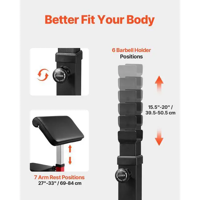 Alt view image 5 of 9 - VEVOR Preacher Curl Bench Adjustable Home Gym Biceps Machine Barbell Equipment