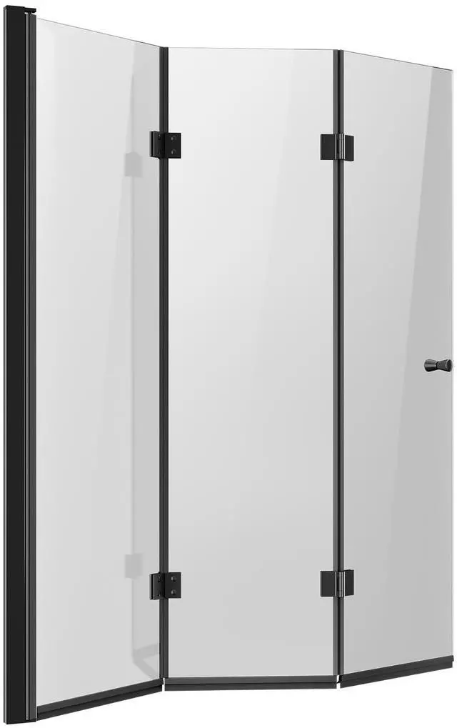 Alt view image 2 of 8 - Bathtub Shower Door 51 in. W x 56 in. H Frameless Foldable Tub Shower Doors