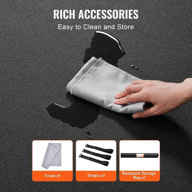 Alt view image 12 of 14 - VEVOR Exercise Mat, Non Slip High Density Premium Yoga Mat, Exercise Yoga Mat for Men & Women, Fitness & Exercise Mat with Bag & Carry Strap, for All Types of Home Yoga, Pilate & Floor Workout (9x6ft)