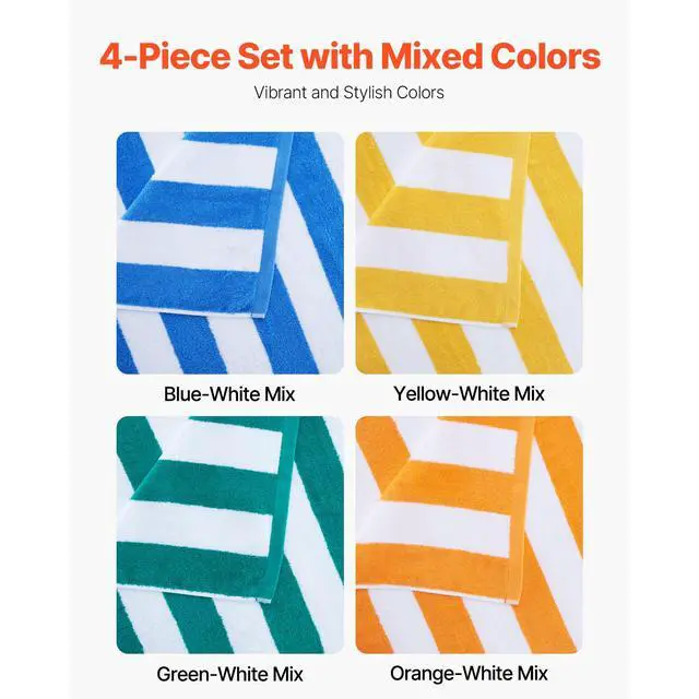 Alt view image 12 of 14 - Beach Towel 4 Pack Large Pool Towel 30 x 60 in 100% Cotton Swimming Towel