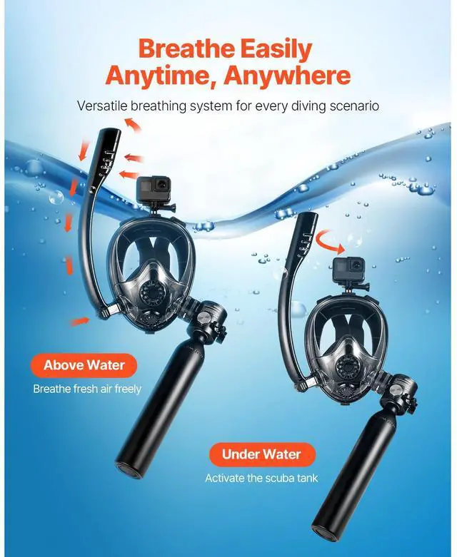 Alt view image 8 of 9 - VEVOR  0.5L Scuba Tank 32.81 ft Diving Depth Refillable Snorkel Air Tank Kit