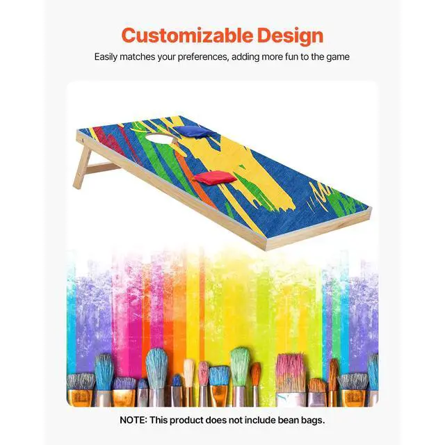 Alt view image 6 of 8 - 4x2ft Cornhole Set Portable Outdoor Corn Hole Toss Game Board Wood Carry Case