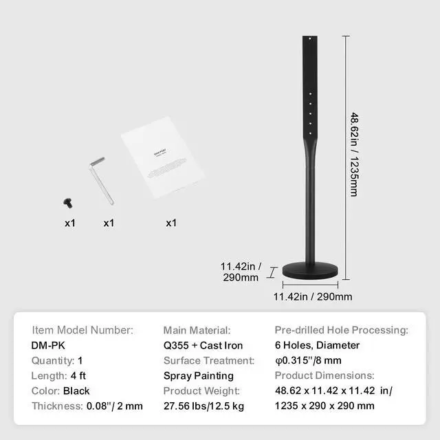 Alt view image 8 of 8 - VEVOR Cast Iron Sign Post, 4 ft Portable Heavy Duty Steel Post Sign Holder with Hard Plastic Base & Wheels, U-Channel Sign Stand for Garden, Courtyard, Farm or Traffic Intersection, Black