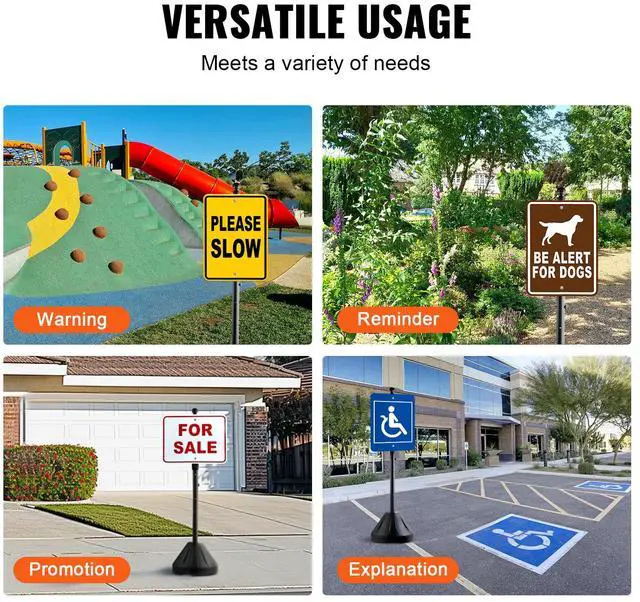 Alt view image 13 of 14 - VEVOR Portable Sign Post, 5 ft Cast Iron Sign Post Holder with Hard Plastic Base & Wheels, Movable Parking Sign Stand for No Parking Street Signs, Handicap Parking Sign, with Base, Bolts Nuts, Black