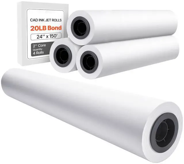 Alt view image 8 of 14 - VEVOR Wide Format Paper, 24 in x 150 ft Plotter Paper, 4 Rolls CAD Bond Rolls with 2 in Core, 20 LB Bond Paper Rolls, Idea for CAD Drawings, Engineering Plans, GIS Maps & Architectural Designs