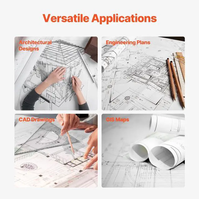 Alt view image 13 of 14 - VEVOR Wide Format Paper, 24 in x 150 ft Plotter Paper, 4 Rolls CAD Bond Rolls with 2 in Core, 20 LB Bond Paper Rolls, Idea for CAD Drawings, Engineering Plans, GIS Maps & Architectural Designs