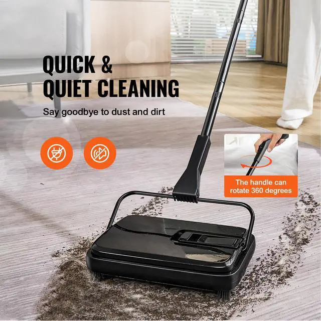 Alt view image 9 of 14 - VEVOR Carpet Sweeper, 7.87 in Sweeping Paths, Floor Sweeper Manual Non Electric, 300 ml Dustbin Capacity with Comb for Home Office Rugs Hardwood Surfaces Wood Floors Laminate, Cleans Dust Pet Hair