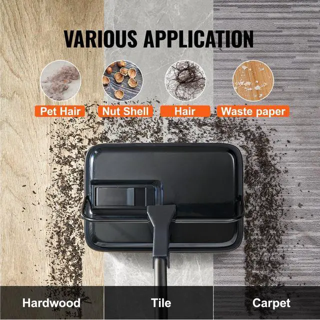 Alt view image 13 of 14 - VEVOR Carpet Sweeper, 7.87 in Sweeping Paths, Floor Sweeper Manual Non Electric, 300 ml Dustbin Capacity with Comb for Home Office Rugs Hardwood Surfaces Wood Floors Laminate, Cleans Dust Pet Hair