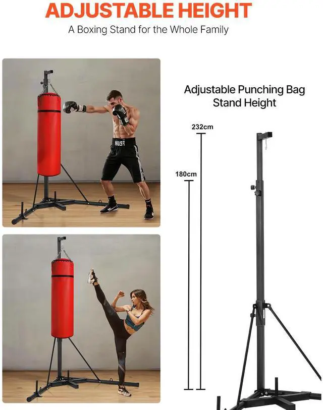 Alt view image 4 of 8 - Heavy Duty Punching Bag Frame Boxing Fitness Stand Steel Adjustable Height