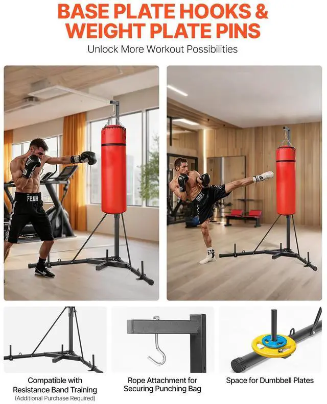 Alt view image 3 of 8 - Heavy Duty Punching Bag Frame Boxing Fitness Stand Steel Adjustable Height