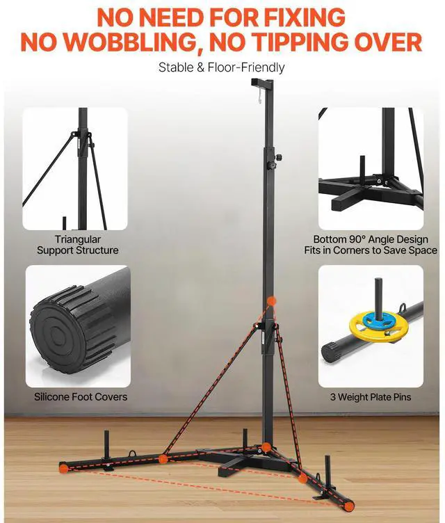 Alt view image 6 of 8 - Heavy Duty Punching Bag Frame Boxing Fitness Stand Steel Adjustable Height