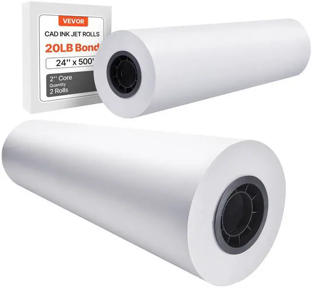 Alt view image 3 of 9 - VEVOR Wide Format Paper, 24 in x 500 ft Plotter Paper, 2 Rolls CAD Bond Rolls with 3 in Core, 20 LB Bond Paper Rolls, Idea for CAD Drawings, Engineering Plans, GIS Maps & Architectural Designs