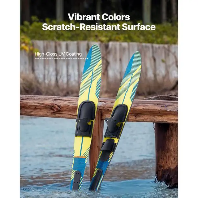 Alt view image 7 of 8 - VEVOR 59" Water Skis, Adult Water Ski with X-7 Adjustable Horseshoe Bindings & Padded Rear Toe Plate, High-gloss UV Coating Waterskis  Combo for Adults Up to 300 lbs