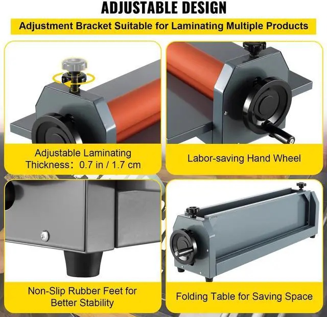 Alt view image 5 of 7 - 51 Inch Cold Laminator Machine 10mm Manual Vinyl Photo Film Cold laminator Hand Crank Pressure Cold Roll laminator(51Inch)