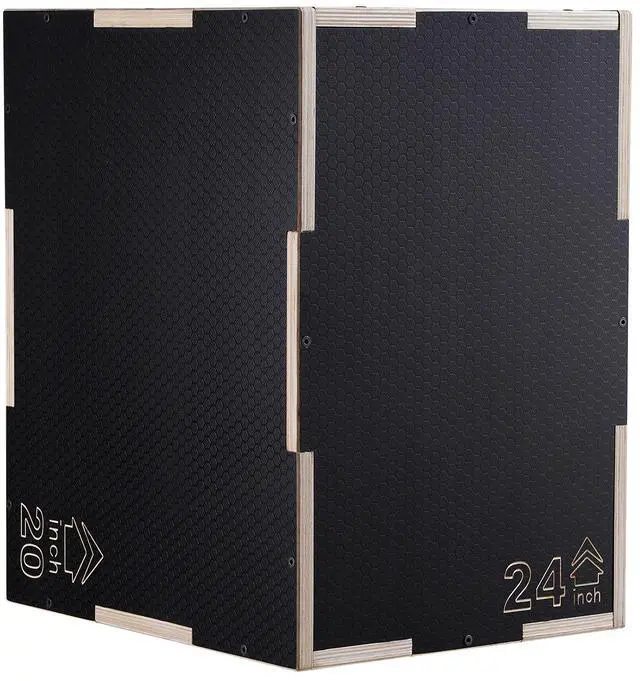 Alt view image 8 of 14 - VEVOR 3 in 1 Plyometric Jump Box, 24/20/16 Inch Wooden Plyo Box, Platform & Jumping Agility Box, Anti-Slip Fitness Exercise Step Up Box for Home Gym Training, Conditioning Strength Training, Black