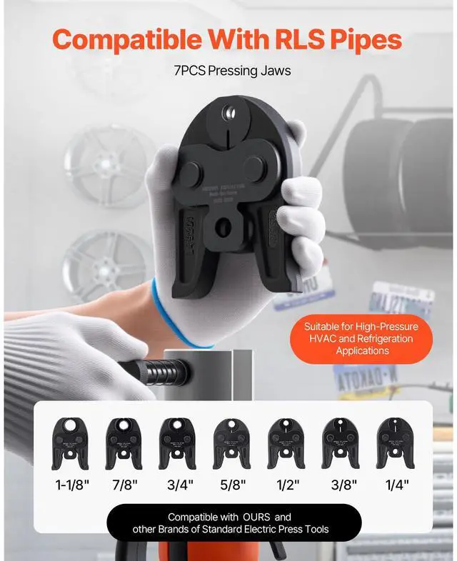 Alt view image 3 of 8 - VEVOR 7PCS Pressing Jaws 1/4" to 1-1/8" for RLS Copper Pipes, Compatible with Standard Press Tools, Suitable for High Pressure HVAC/R Applications - with Case