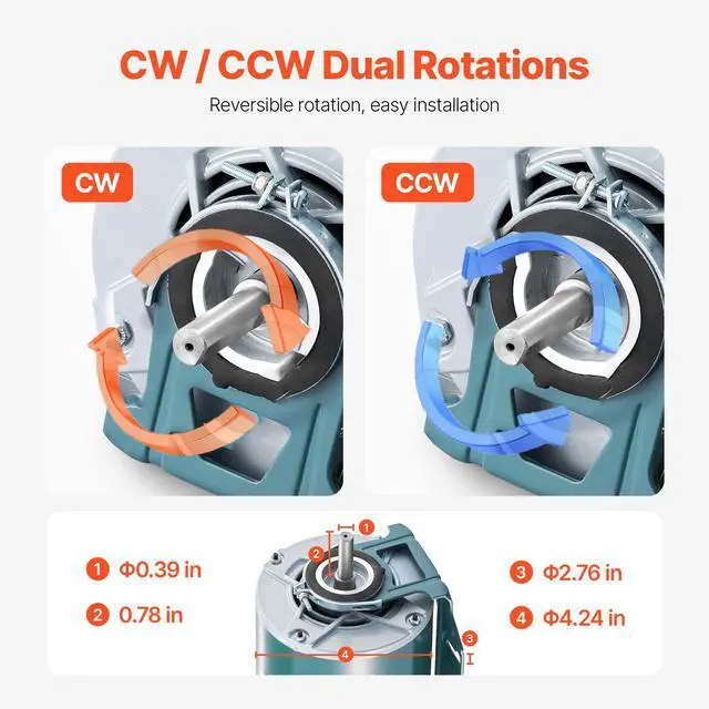 Alt view image 6 of 8 - VEVOR 1/4HP Furnace Blower Motor 1725RPM, 115V 5.2A Belt Drive Blower Motor Single Phase - 0.39" Shaft Diameter, 0.78" Shaft Length, CW/CCW Rotation