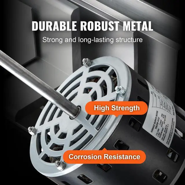 Alt view image 11 of 14 - VEVOR 1/3HP Furnace Blower Motor, 110/120V 4.4Amps, 1075RPM 4 Speeds, CW/CCW Rotation, 48 Frame 5.2" Shaft Length, 5F/370V Capacitor + 11" Hold Hoop