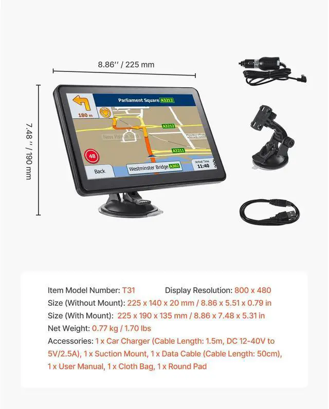 Alt view image 14 of 14 - GPS Navigator for Car 9 inch Touch Screen 16GB GPS Navigation System with Map