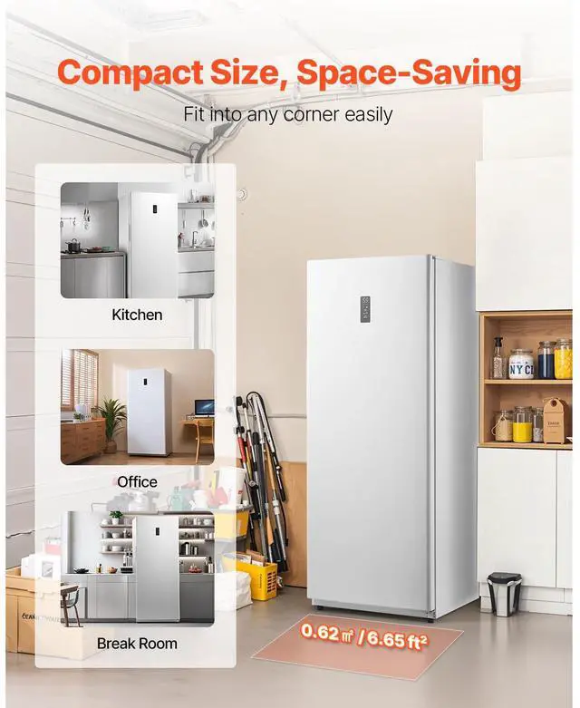 Alt view image 6 of 7 - Convertible Freezer/Refrigerator, 20.2 Cu.Ft Frost Free Upright Freezer with Temp Control Panel, Door Open too Long Alarm, Adjustable Shelves and LED, Standing Fridge for Kitchen, Office, Garage