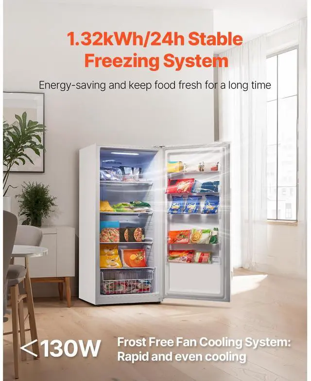 Alt view image 2 of 7 - Convertible Freezer/Refrigerator, 20.2 Cu.Ft Frost Free Upright Freezer with Temp Control Panel, Door Open too Long Alarm, Adjustable Shelves and LED, Standing Fridge for Kitchen, Office, Garage