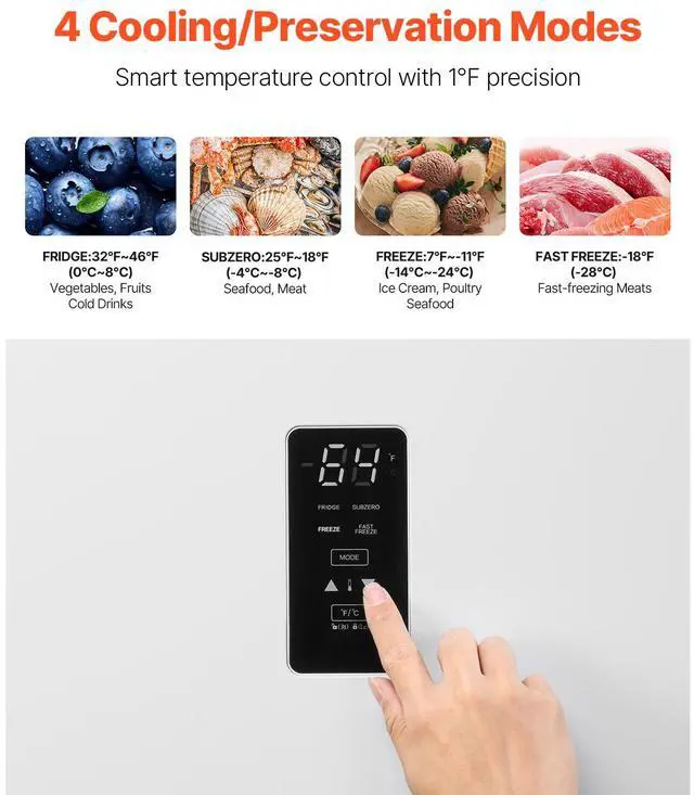 Alt view image 4 of 7 - Convertible Freezer/Refrigerator, 20.2 Cu.Ft Frost Free Upright Freezer with Temp Control Panel, Door Open too Long Alarm, Adjustable Shelves and LED, Standing Fridge for Kitchen, Office, Garage