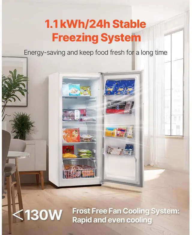 Alt view image 2 of 7 - Convertible Freezer/Refrigerator, 17 Cu.Ft Frost Free Upright Freezer with Temp Control Panel, Door Open too Long Alarm, Adjustable Shelves and LED, Standing Fridge for Kitchen, Office, Garage