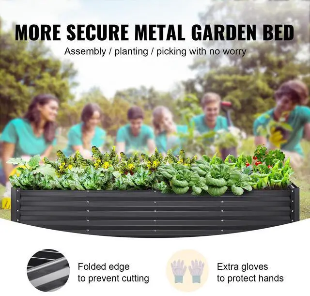 Alt view image 11 of 15 - VEVOR Galvanized Raised Garden Bed Planter Box 94.5x47.2x23.6" Flower Vegetable