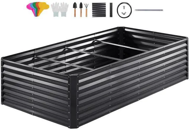 Alt view image 9 of 15 - VEVOR Galvanized Raised Garden Bed Planter Box 94.5x47.2x23.6" Flower Vegetable