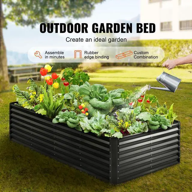 Alt view image 10 of 15 - VEVOR Galvanized Raised Garden Bed Planter Box 94.5x47.2x23.6" Flower Vegetable