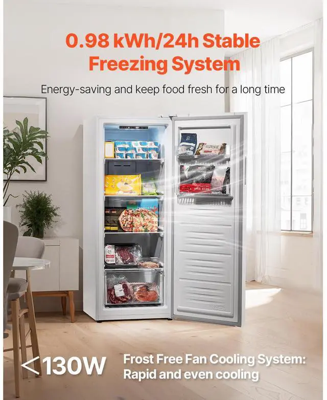 Alt view image 2 of 7 - Convertible Freezer/Refrigerator, 11 Cu.Ft Frost Free Upright Freezer with Temp Control Panel, Reversible Door, Adjustable Glass Shelves and LED, Standing Fridge for Kitchen, Office, Garage