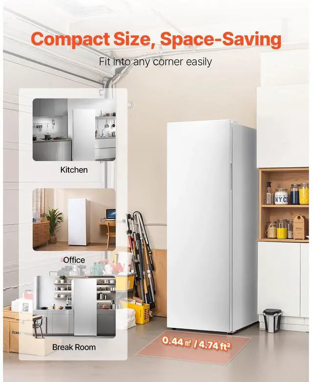 Alt view image 6 of 7 - Convertible Freezer/Refrigerator, 11 Cu.Ft Frost Free Upright Freezer with Temp Control Panel, Reversible Door, Adjustable Glass Shelves and LED, Standing Fridge for Kitchen, Office, Garage