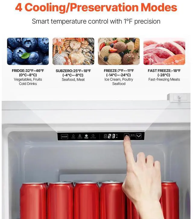 Alt view image 4 of 7 - Convertible Freezer/Refrigerator, 11 Cu.Ft Frost Free Upright Freezer with Temp Control Panel, Reversible Door, Adjustable Glass Shelves and LED, Standing Fridge for Kitchen, Office, Garage