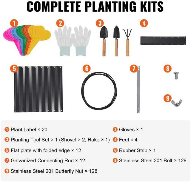 Alt view image 14 of 15 - VEVOR Galvanized Raised Garden Bed Planter Box 94.5x47.2x23.6" Flower Vegetable