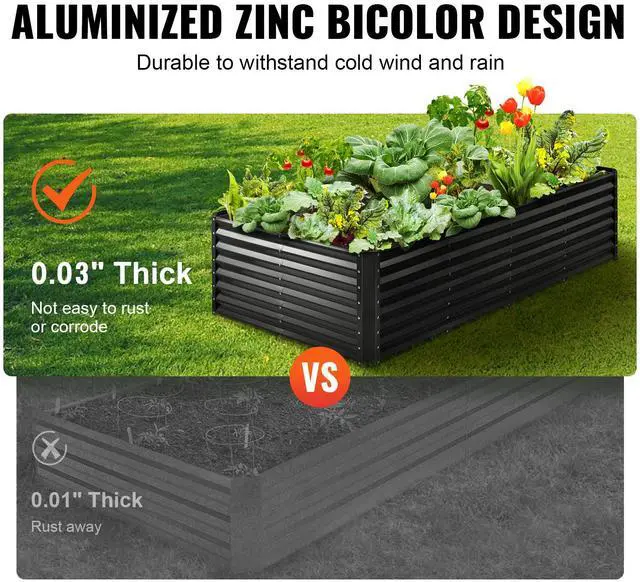 Alt view image 12 of 15 - VEVOR Galvanized Raised Garden Bed Planter Box 94.5x47.2x23.6" Flower Vegetable