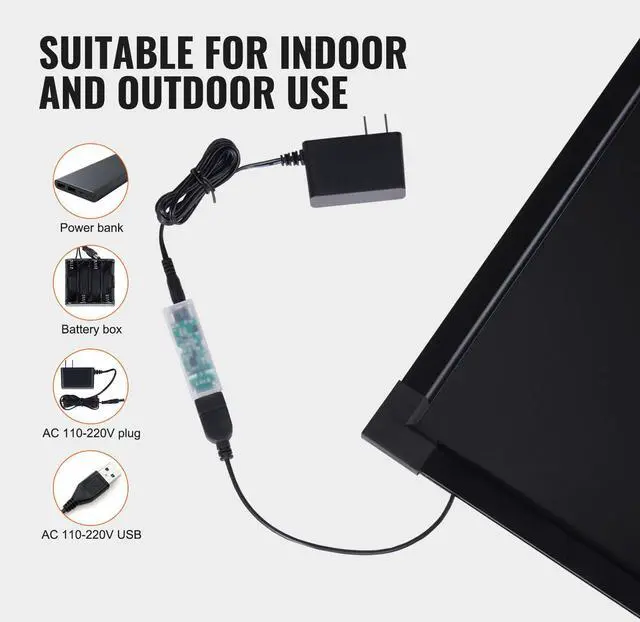 Alt view image 10 of 14 - VEVOR LED Message Writing Board, 24"x16" Illuminated Erasable Lighted Chalkboard, Neon Effect Menu Sign Board, Drawing Board with 8 Fluorescent Chalk Markers and Remote Tested to UL Standards