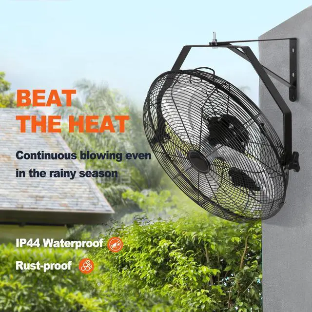 Alt view image 13 of 18 - VEVOR Wall Mount Fan, 18 Inch, 3-speed High Velocity Max. 4150 CFM, Waterproof Oscillating Industrial Wall Fan, Commercial or Residential for Warehouse, Greenhouse, Workshop, Patio, Black, ETL Listed
